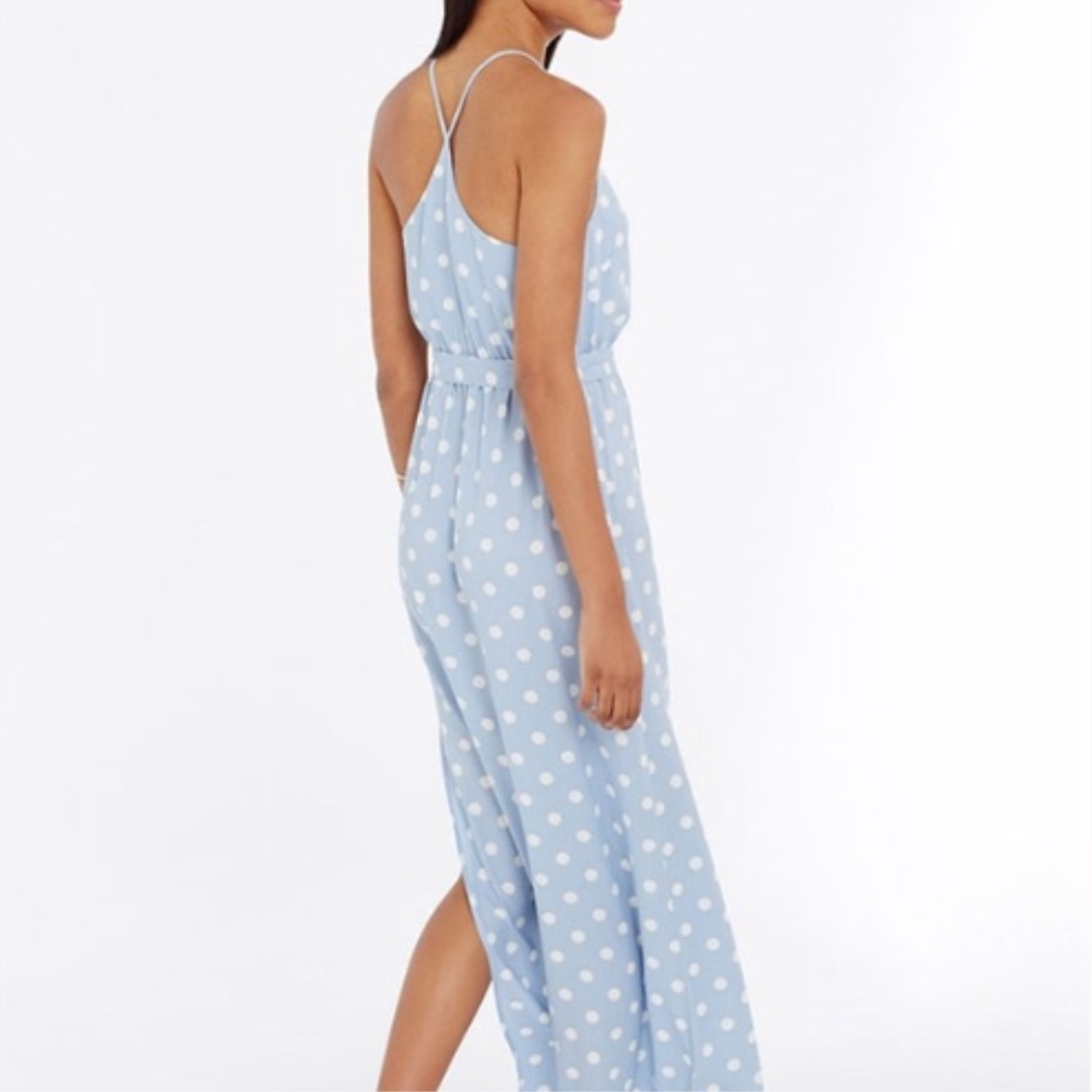 Ann Taylor Baby Blue/White Polka Dot Maxi